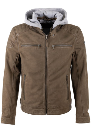 Gipsy Mintos Leather Jacket - Dark Olive