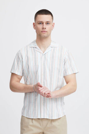 Blend Short Sleeve Stripe Shirt - Chalk Pink