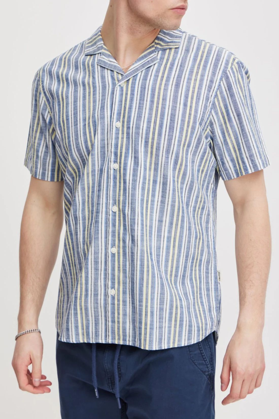 Blend Short Sleeve Stripe Shirt Navy Peony – Texas Radio Hamilton