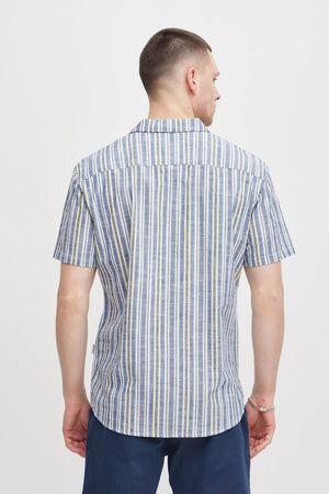 Blend Short Sleeve Stripe Shirt - Navy Peony