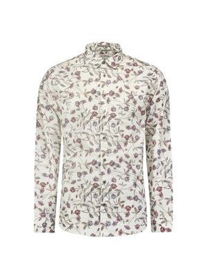 No Excess All Over Printed Long Sleeve Shirt - White