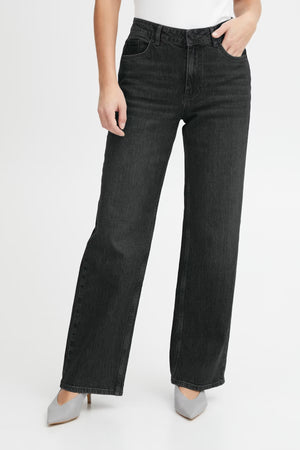 Pulz Jeans Vega Ultra High Wide Leg - Black Denim