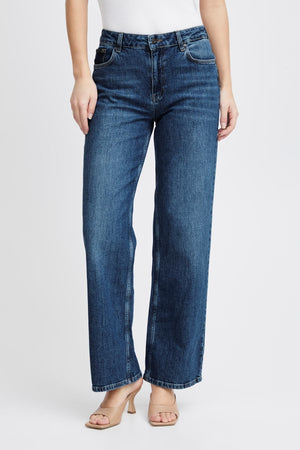 Pulz Jeans Vega Ultra High Wide Leg - Medium Blue