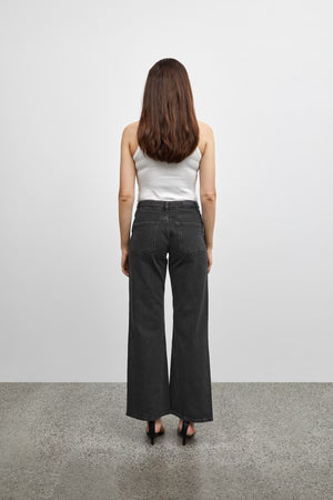 Pulz Jeans Vega Ultra High Wide Leg - Black Denim