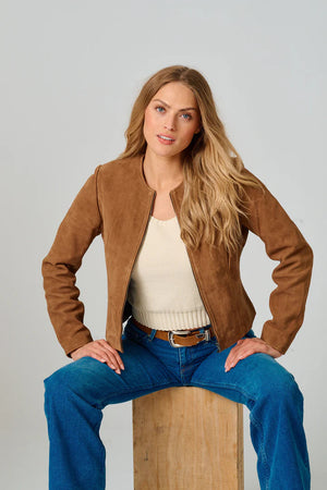 Gipsy Quynn Leather Jacket - Dark Camel