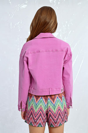 Lili Sidonio Cropped Denim Jacket - Mauve