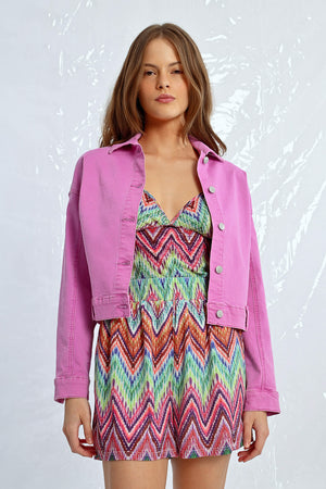 Lili Sidonio Cropped Denim Jacket - Mauve