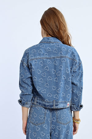 Lili Sidonio Cropped Jacket - Heart Denim