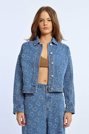 Lili Sidonio Cropped Jacket - Heart Denim