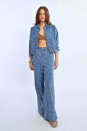 Lili Sidonio Cropped Jacket - Heart Denim