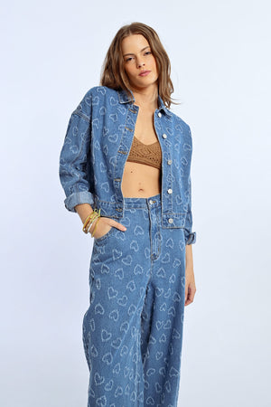Lili Sidonio Cropped Jacket - Heart Denim
