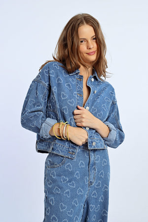 Lili Sidonio Cropped Jacket - Heart Denim