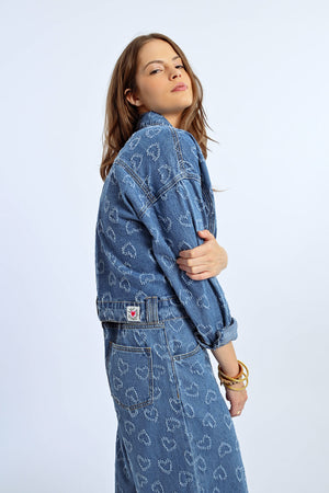 Lili Sidonio Cropped Jacket - Heart Denim