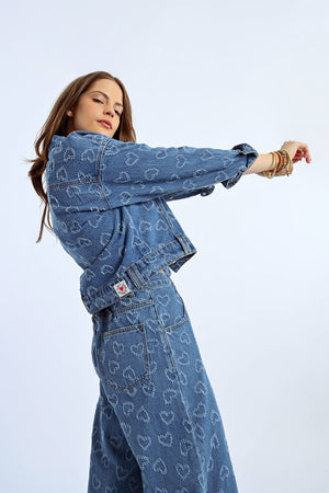 Lili Sidonio Cropped Jacket - Heart Denim