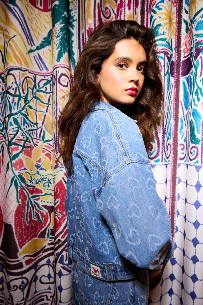 Lili Sidonio Cropped Jacket - Heart Denim