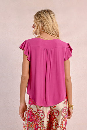 Molly Bracken Woven Top - Purple Bougainvillier