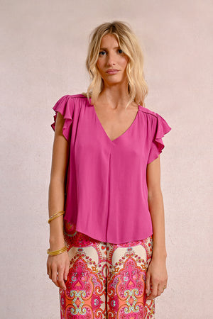 Molly Bracken Woven Top - Purple Bougainvillier
