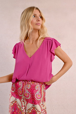 Molly Bracken Woven Top - Purple Bougainvillier