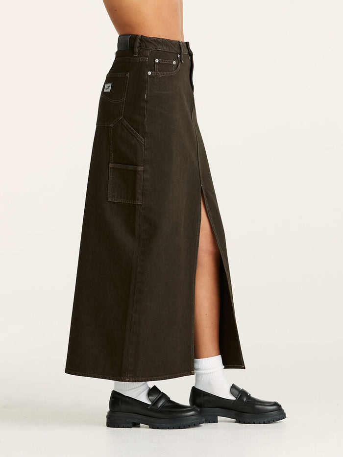 Lee Jeans Mid Rise Maxi Skirt - Dark Coco