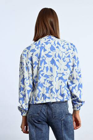 Lili Sidonio Woven Bomber Jacket - Blue Holbox