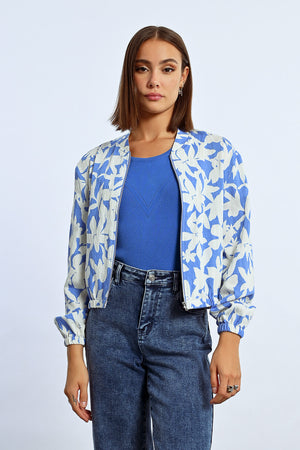 Lili Sidonio Woven Bomber Jacket - Blue Holbox