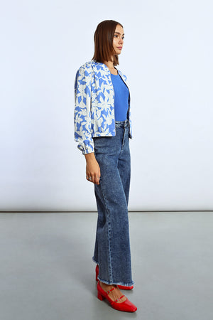Lili Sidonio Woven Bomber Jacket - Blue Holbox