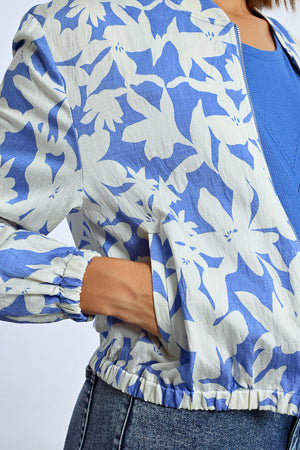 Lili Sidonio Woven Bomber Jacket - Blue Holbox