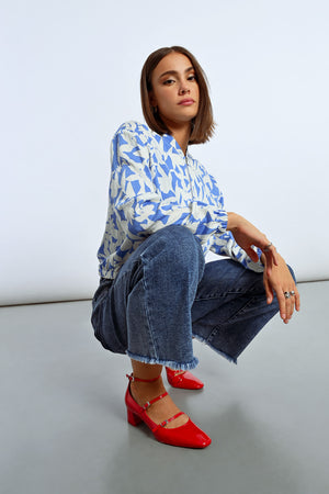 Lili Sidonio Woven Bomber Jacket - Blue Holbox