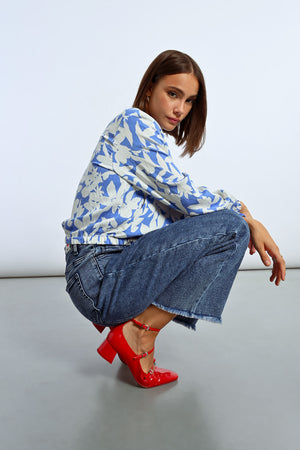 Lili Sidonio Woven Bomber Jacket - Blue Holbox
