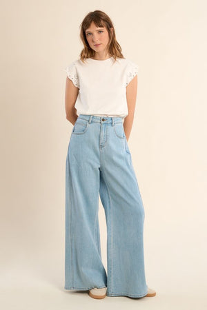 Molly Bracken High Rise Super Flare - Light Blue