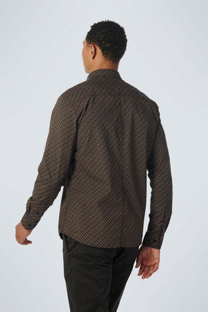 No Excess Printed Long Sleeve Shirt - Caramel