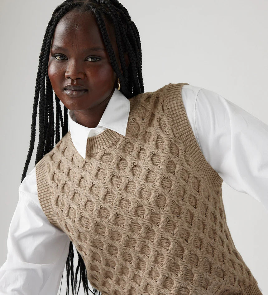 Knitted Sweatshirt Plt Sweater Vest Knitting Oversized Vest Jumper